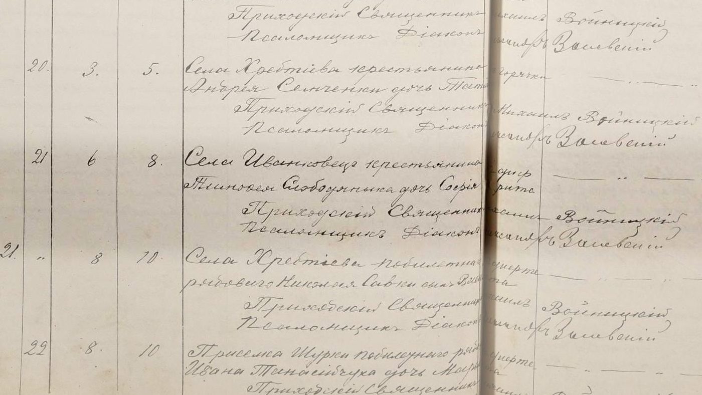 Запис про смерть з метричної книги, 1898 рік